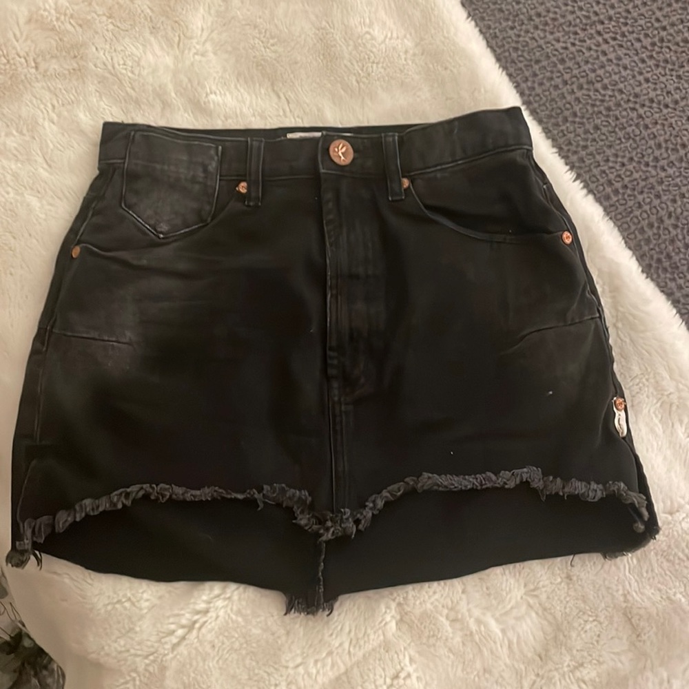 ONE Teaspoon Black denim mini